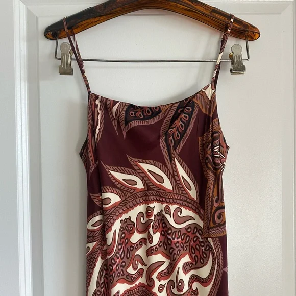 Farm Rio Burgundy Leopard Paisley Maxi Slip Dress - Picture 2 of 8